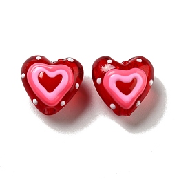 Honeyhandy Handmade Lampwork Beads, Heart, Red, 19~20.5x20~20.5x11.5~13.5mm, Hole: 2.5mm