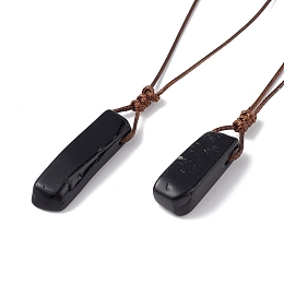 Honeyhandy Natural Obsidian Nugget Pendant Necklace with Waxed Cord for Women, 33.86~38.98 inch(86~99cm)