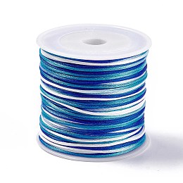 Honeyhandy Segment Dyed Nylon Thread Cord, Rattail Satin Cord, for DIY Jewelry Making, Chinese Knot, Blue, 1mm