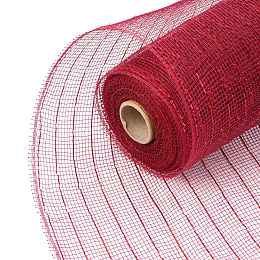 Honeyhandy Deco Mesh Ribbons, Tulle Fabric, with Metallic Silk, for Christmas Party Decoration, Skirts Decoration Making, Dark Red, 10-1/4 inch(260mm), 10 yards/roll(91.44m/roll)