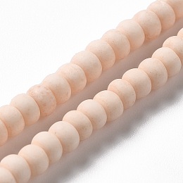 Honeyhandy Handmade Frosted Porcelain Beads, Flat Round, Light Salmon, 4x3mm, Hole: 0.8mm, about 134pcs/strand, 15.55 inch(39.5cm)