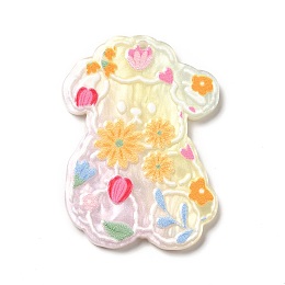 Honeyhandy Printed Opaque Acrylic Pendants, Bear, 41.5x30x2.5mm, Hole: 1.6mm