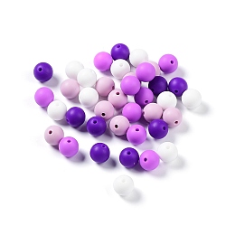 Honeyhandy Round Food Grade Eco-Friendly Silicone Focal Beads, Chewing Beads For Teethers, DIY Nursing Necklaces Making, Blue Violet, 12mm, Hole: 2.5mm, 4 colors, 10pcs/color, 40pcs/bag