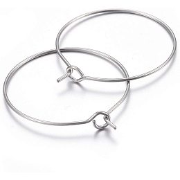 UNICRAFTALE 100pcs Hoop Earring Findings Wine Glass Ring Findings Stainless Steel Ear Wires for Women Jewelry Earrings Making 29x25x0.7mm