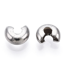 Honeyhandy 304 Stainless Steel Crimp Beads Covers, Stainless Steel Color, 8.2mm, Hole: 2.5mm