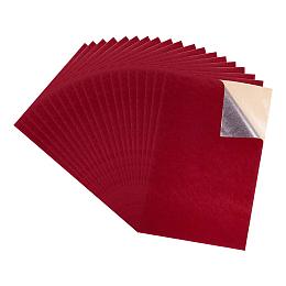 BENECREAT 40PCS Velvet (Dark Red) Fabric Sticky Back Adhesive Back Sheets, A4 Sheet (8.27" x 11.69"), Self-Adhesive, Durable and Water Resistant, Multi-Purpose, Ideal for Art and Craft Making