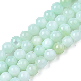 Honeyhandy Natural Freshwater Shell Beads Strands, Dyed, Round, Light Cyan, 2.5mm, Hole: 0.5mm, about 122pcs/strand, 14.57''(37cm)