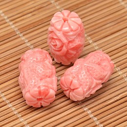 Honeyhandy Dyed Carved Column Synthetic Coral Beads, Light Coral, 19x12mm, Hole: 2mm