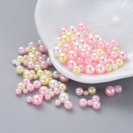 Honeyhandy ABS Plastic Imitation Pearl, No Hole Beads, UV Resin Filler, Epoxy Resin Jewelry Making, Round, Pink, 2.3~4.7mm, about 250pcs/bag