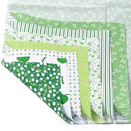 Arricraft Printed Floral Cotton Fabric, for Patchwork, Sewing Tissue to Patchwork, Quilting, Green, 50x50cm; 7sheets/set