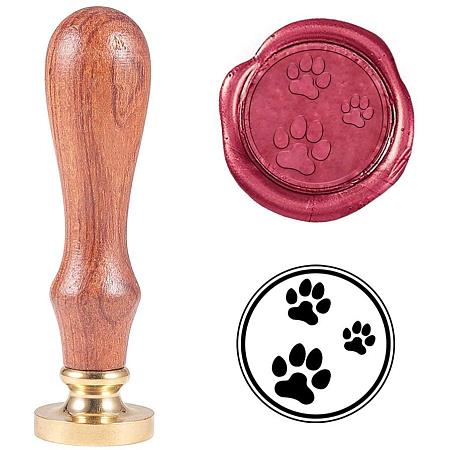 PandaHall Elite Dog Paw Prints Wax Seal Stamp with Wooden Handle Removable Vintage Retro Sealing Stamp for Valentine's Day Embellishment of Envelopes, Invitations, Gift Packing