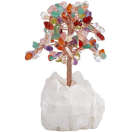 GORGECRAFT Healing Crystal Tree Natural 7 Chakra Tree with Druzy Agate Pedestal Display Feng Shui Ornaments for Good Luck Wealth Health, 4.7