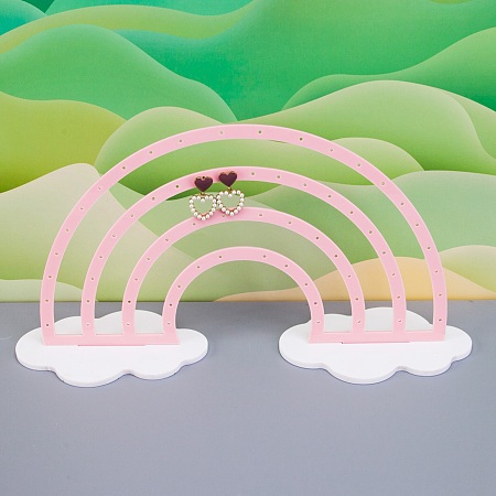 Honeyhandy Acrylic Earring Display Stands, Rainbow, Pink, 8.9x34x17.2cm, 3pcs/set