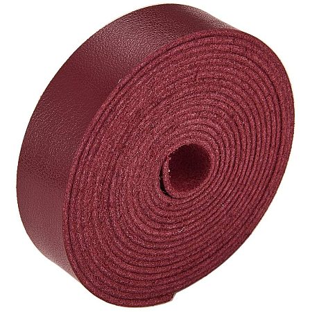 GORGECRAFT Leather Strap 3/5 Inch Wide 78 Inches Long Micro Fiber Imitation Flat Braided Leather Cord for Crafts Tooling Workshop Handmade, DarkRed