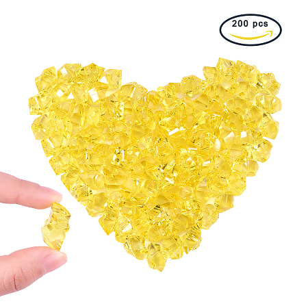 BENECREAT Yellow 25x18mm Acrylic Beads Ice Rock Crystals Treasure Gems for Jewelry Making, about 200pcs/bag