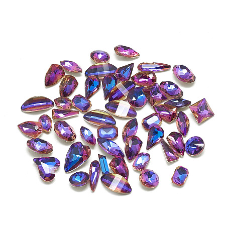 Arricraft DIY Pointed Back K9 Glass Rhinestone Cabochons, Back Plated, Faceted, Mixed Shapes, Violet Blue, 5~11x3~8x2~4mm; about 20pcs/bag