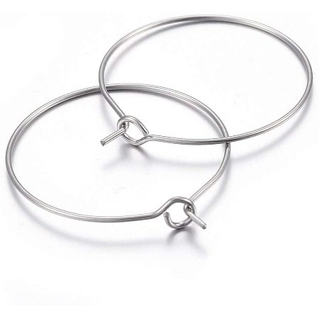 UNICRAFTALE 100pcs Hoop Earring Findings Wine Glass Ring Findings Stainless Steel Ear Wires for Women Jewelry Earrings Making 29x25x0.7mm