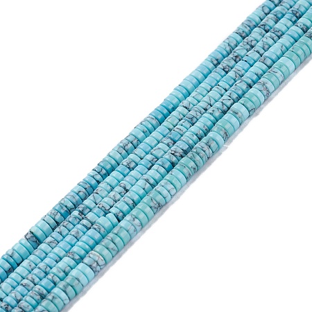 ARRICRAFT Synthetic Turquoise Beads Strands, Dyed, Heishi Beads, Flat Round/Disc, Sky Blue, 4x1mm, Hole: 1mm, 15.24~16.06 inch(38.7~40.8cm)
