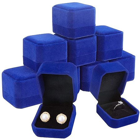BENECREAT 10 Packs 1.9x2.1x1.6 RoyalBlue Velvet Ring Boxes Square Earring Jewelry Box for Proposal Engagement Wedding Ceremony and Gift Favor
