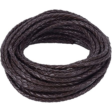 Wholesale GORGECRAFT 5.5 Yard Braided Leather Cord 3mm Wide Round