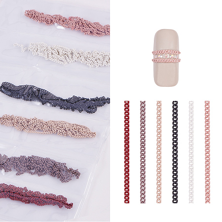Honeyhandy Metal Fine Chain, Nail Art Decoration Accessories, Mixed Color, 48.5~49x0.15cm, about 6strands/bag