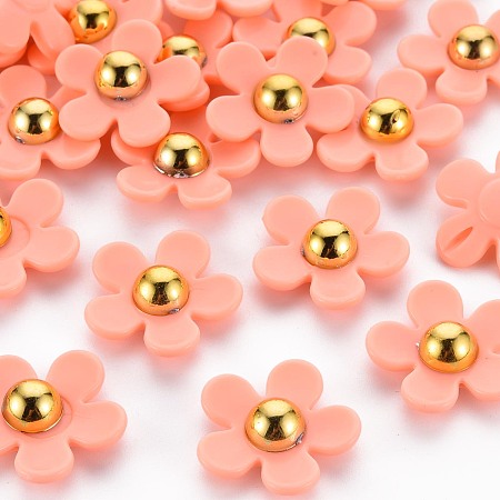 ARRICRAFT Opaque Acrylic Beads, Flower, Light Salmon, 22x22.5x7~8mm, Hole: 1.4mm