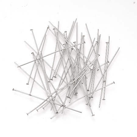 Honeyhandy 304 Stainless Steel Flat Head Pins, for DIY Beading Charm Making, Stainless Steel Color, 50x0.7mm, Head: 1.5mm