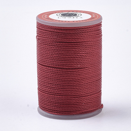 Honeyhandy Waxed Polyester Cord, Micro Macrame Cord, Twisted Cord, Round, FireBrick, 1mm, about 57.96~65.62 Yards(53~60m)/Roll
