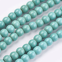 Honeyhandy 1 Strand Dyed Light Sea Green Round Synthetic Turquoise Beads Strands, 6mm, Hole: 1mm, about 67pcs/strand, 15.75 inch
