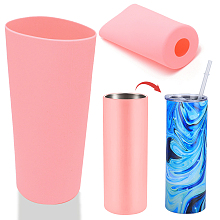 GORGECRAFT 2PCS Unseamed Silicone Wrap for Sublimation Tumblers 20oz Reusable Silicone Sublimation Sleeve Mug Clamp Sleeve Fixture for Full Wrap Tumbler Blanks Sublimation(Pink)