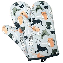 Honeyhandy Polyester Oven Mitts, for Bakeware, Winter Warm Mitten Gloves, Cat Pattern, 280x180mm