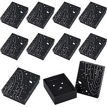 NBEADS 15 Pcs Cardboard Jewelry Boxes, 2.8x3.6x1.3 Black Gift Packaging Box Square with Galaxy Pattern Silver Stamping Boxe Cardboard Packaging Box with Sponge for Jewelry Gift Packaging and Display