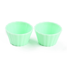 Honeyhandy Mini Plastic Simulated Egg Tart Cup, Miniature Landscape Kitchen Model Dollhouse Accessories Decorations, Spring Green, 37x21mm