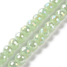 Honeyhandy Electroplate Imitation Jade Glass Beads Strands, AB Color Plated, Faceted, Round, Dark Sea Green, 7~8mm, Hole: 1.2~1.4mm, about 68~70pcs/strand, 19.69''(50cm)