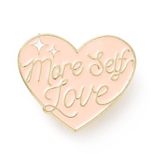 Honeyhandy Word More Self Love Enamel Pin, Golden Alloy Feminism Brooch for Backpack Clothes, PeachPuff, 26x31x2mm, Pin: 1.2mm.