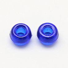 Honeyhandy Transparent Acrylic European Beads, Large Hole Barrel Beads, Blue, 9x6mm, Hole: 4mm, about 1800pcs/500g