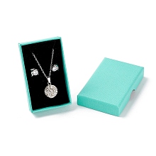 Honeyhandy Paper with Sponge Mat Necklace Boxes, Rectangle, Turquoise, 8x5x1.7cm, Inner Diameter: 7.2x4.3x1cm