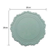 Honeyhandy Silicone Wax Seal Mats, for Wax Seal Stamp, Flat Round with Edge Floral, Cadet Blue, 100x100mm