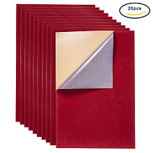 BENECREAT 20PCS Velvet (Dark Red) Fabric Sticky Back Adhesive Back Sheets, A4 sheet (8.27" x 11.69"), Self-Adhesive, Durable and Water Resistant, Multi-purpose, Ideal for Art and Craft Making