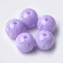 Nbeads Resin Beads, Round, Lilac, 12x11.5mm, Hole: 2.5mm