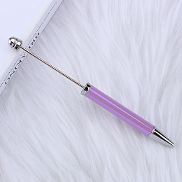 UV Plated Plastic Ball-Point Pen, Beadable Pen, for DIY Personalized Pen with Jewelry Beads, Orchid, 152x11mm