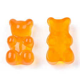 Honeyhandy Translucent Resin Cabochons, Bear, Orange, 18.5x11x7mm