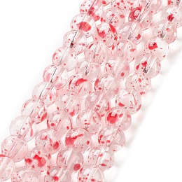 Baking Painted Transparent Glass Bead Strands, Round, Red, 8mm, Hole: 1.2mm, about 102pcs/strand, 30.24''(76.8cm)