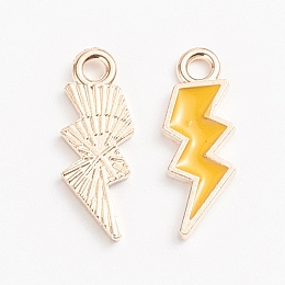 Honeyhandy Alloy Enamel Pendants, Lightning, Light Gold, Yellow, 20.5x7.5x1.5mm, Hole: 2mm