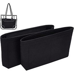 WADORN 2 Styles Handbag Felt Organizer Insert, Bucket Bag Organizer Insert with Zipper Bag in Bag Divider Organizer Multiple Compartments Bag Interior Insert Accessories, Black, 8.8x5.5x3.7 Inch