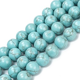 Arricraft Synthetic Turquoise Beads Strands, Dyed & Heated, Round, 12mm, Hole: 1.6mm, about 33pcs/strand, 15.35 inch(39cm)