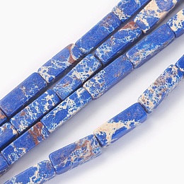 Honeyhandy Synthetic Imperial Jasper Bead Strands, Dyed, Cuboid, Cornflower Blue, 12~13.5x4~4.5mm, Hole: 0.8mm, about 29pcs/strand, 14.96 inch~15.19 inch(38~38.6cm)