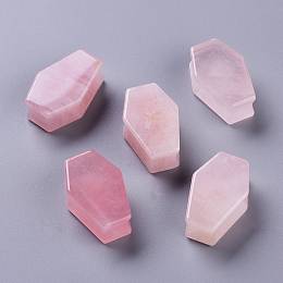 Honeyhandy Natural Rose Quartz Beads, Coffin, No Hole/undrilled, for Wire Wrapped Pendant Making, 33x21x12mm
