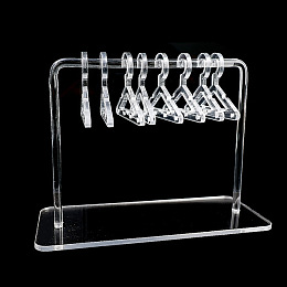 Honeyhandy Acrylic Earrings Display Stands, Clothes Hangers Shaped Dangle Earring Organizer Holder, with 8Pcs Mini Hangers, Clear, 6x15x12cm