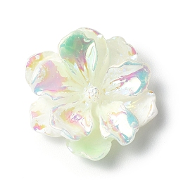 Honeyhandy Luminous Resin Cabochons, AB Color, Glow in the Dark Flower, Pale Green, 23.5x8mm